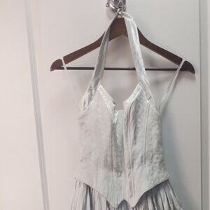 80s Jessica McClintock Dress / Vintage silver Gunne Sax Dress